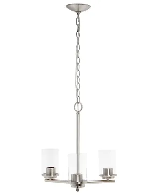 All The Rages 3-Light 15" Classic Contemporary Clear Glass and Metal Hanging Pendant Chandelier