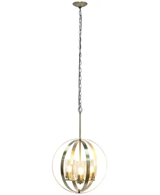 All The Rages 3-Light 18" Adjustable Industrial Globe Hanging Metal and Clear Glass Ceiling Pendant