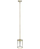 All The Rages 1-Light 9.25" Modern Farmhouse Adjustable Hanging Cylindrical Clear Glass Pendant Fixture with Metal Accents
