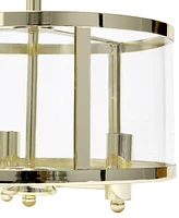 All The Rages 3-Light 13" Industrial Farmhouse Glass and Metallic Accented Semi-Flush Mount
