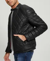 Guess Men's Stretch Faux Leather Biker Collar Jacket