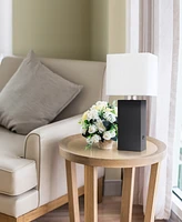 Lalia Home Lexington 21" Leather Base Modern Decor Bedside Table Lamp with Usb Charging Port