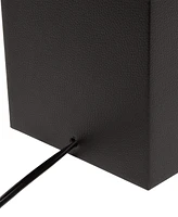 Lalia Home Lexington 21" Leather Base Modern Decor Bedside Table Lamp with Usb Charging Port