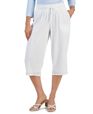 Jm Collection Petite Cropped Gauze Pants, Created for Macy's