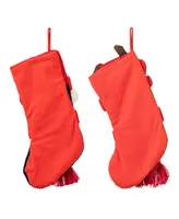 Glitzhome Hooked Stocking, Penguin Reindeer, Set of 2