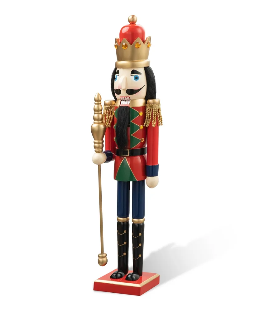 Glitzhome 24" H Wooden Christmas King Nutcracker