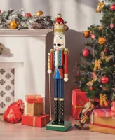 Glitzhome 54" H Wooden Christmas Glitter King Nutcracker