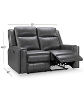 Abbyson Living Rhodes 60" Top-Grain Leather Manual Reclining Loveseat