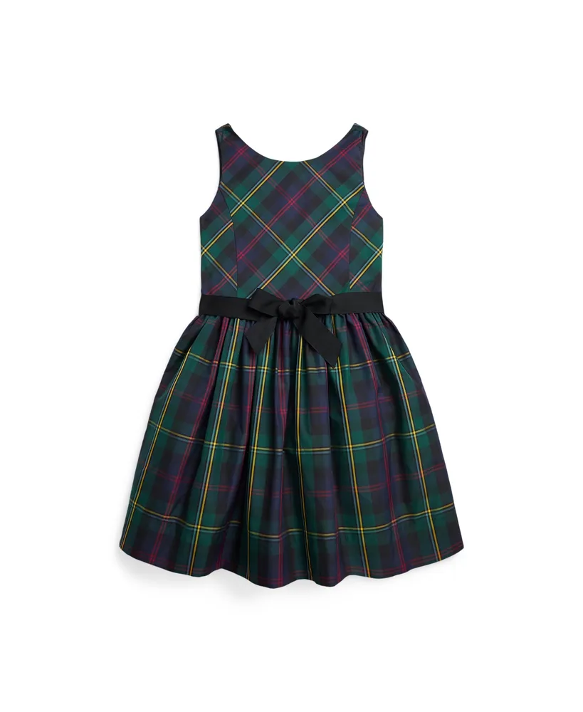 Polo Ralph Lauren Big Girls Plaid Fit-and-Flare Dress - Green