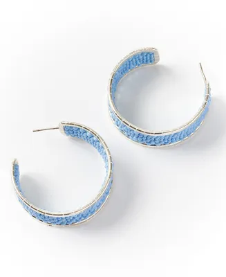 Matr Boomie Rajiyah Beaded Hoop Earrings - Silver, Turquoise