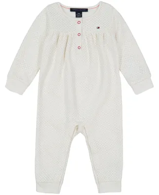 Tommy Hilfiger Baby Girls Diamond Quilt Double-Knit Coverall One Piece