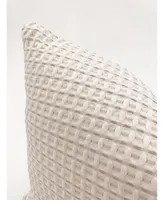 Ivory & Taupe 26X26 Down Cotton Waffle Weave Pillow