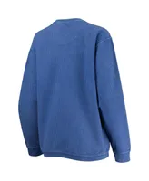 Women's Pressbox Royal Kentucky Wildcats Comfy Cord Vintage-Like Wash Basic Arch Pullover Sweatshirt