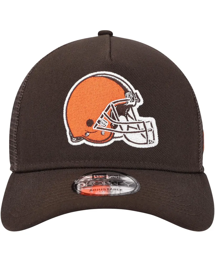 Men's New Era Brown Cleveland Browns A-Frame Trucker 9FORTY Adjustable Hat