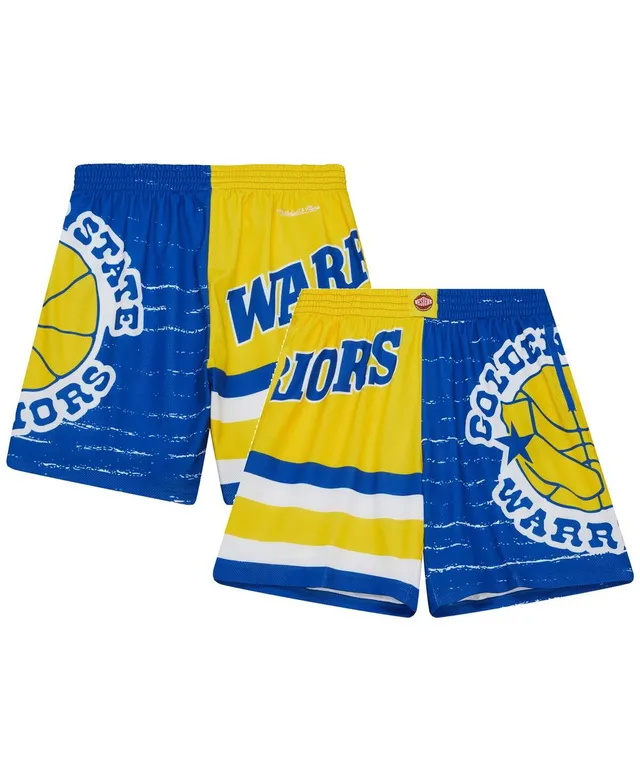 Men's Mitchell & Ness Royal/Gold Golden State Warriors Hardwood Classics 1995 Split Swingman Shorts Size: 4XL