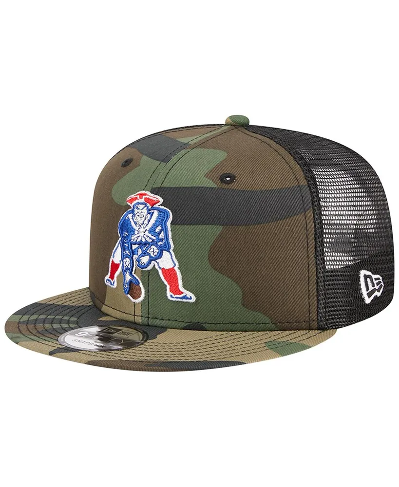 Men's New Era Camo New England Patriots Throwback Main Trucker 9FIFTY Snapback Hat