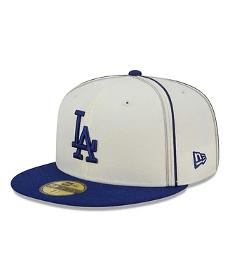 Men's New Era Cream, Royal Los Angeles Dodgers Chrome Sutash 59FIFTY Fitted Hat