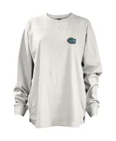 Women's Pressbox White Florida Gators Pennant Stack Oversized Long Sleeve T-shirt