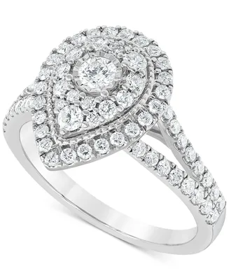 Diamond Pear-Shaped Halo Cluster Engagement Ring (1 ct. t.w.) in 14k White Gold