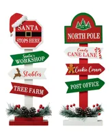 Glitzhome 16.5" H Set of 2 Christmas Wooden Sign Table Decor