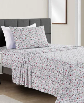 Sunham Microfiber Easy Care Printed 3-Pc. Sheet Set, Twin