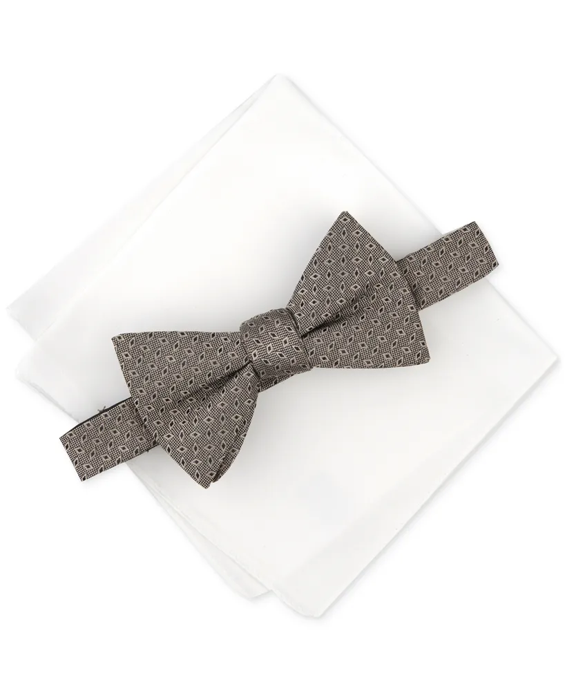 Alfani Men's Lunar Geo-Print Bow Tie & Solid Pocket Square Set, Created for Macy's