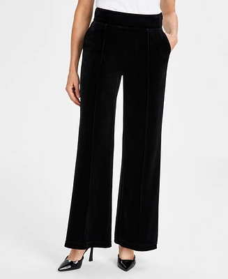 I.n.c. International Concepts Women's High-Rise Velvet Wide-Leg Pants, Regular & Petite, Created for Macy's