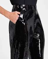 I.n.c. International Concepts Women's Sequin Straight-Leg Pants, Regular & Petite, Created for Macy's