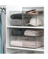 mDesign Plastic Stacking Closet Storage Organizer Bin with Drawer, Pack