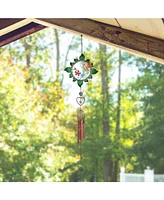 35" Long Hummingbird with Flower Pewter Wind Chime