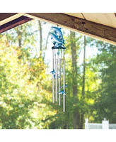 23" Long Dolphin Swimming on Wave Round Top Wind Chime Marine Life
