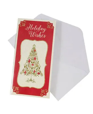 Jam Paper Christmas Money Cards Matching Envelopes Set - Holiday Wishes Tree - 6 Per Pack