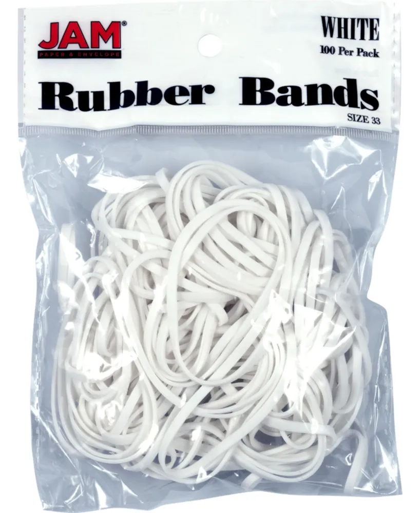 Jam Paper Rubber Bands - Size 33 - 100 per Pack - White