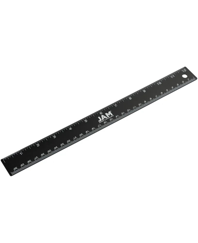 Jam Paper Strong Aluminum Ruler - 12 - Metal Ruler with Non-Skid Cork  Backing