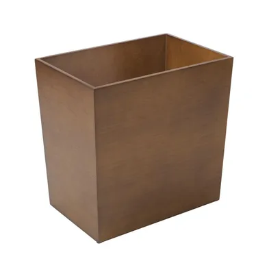 mDesign Slim Rectangle Trash Can Wastebasket, Small Garbage Container Bin, Brown