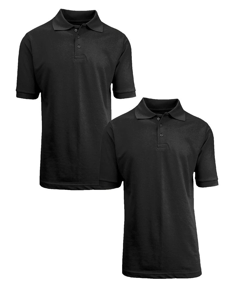 Galaxy By Harvic Men's Short Sleeve Pique Polo Shirt, Pack of 2