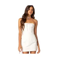 Poplin bustier mini dress