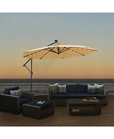 10 Ft Solar Led Patio Outdoor Umbrella Hanging Cantilever Umbrella Offset Umbrella