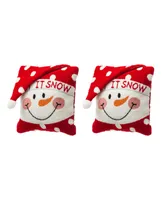 Glitzhome 2 Pack Hooked 3D Snowman Pillow