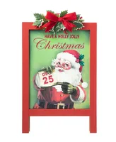 Glitzhome 23.75" H Wooden "Have a Holly Jolly Christmas" Easel Porch Decor