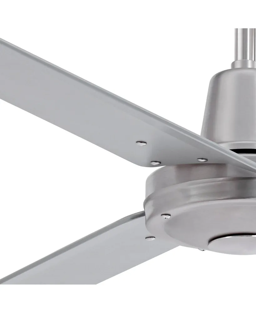 52" Plaza Dc Modern Industrial 3 Blade Indoor Outdoor Ceiling Fan with Remote Control Brushed Nickel Silver Damp Rated for Patio Exterior House Home P