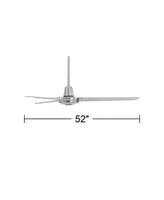 52" Plaza Dc Modern Industrial 3 Blade Indoor Outdoor Ceiling Fan with Remote Control Brushed Nickel Silver Damp Rated for Patio Exterior House Home P