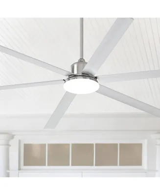 Casa Vieja 84" Casa Arcade Modern Indoor Outdoor Ceiling Fan with Dimmable Led Light Remote Control Brushed Nickel Metal Damp Rated Patio Exterior Hou