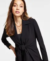 Bar Iii Women's Bi-Stretch Tie-Front Long-Sleeve Jacket, Created for Macy's