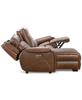 Hansley 3-Pc. Zero Gravity Leather Sectional with Power Recliner and Chaise, Created for Macy's