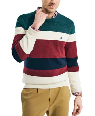 Nautica Men's Textured Striped Crewneck Sweater