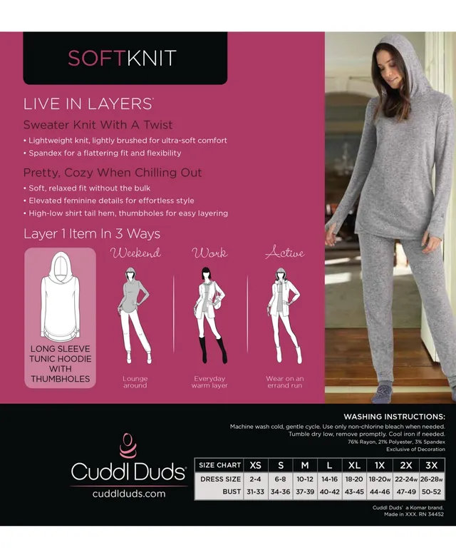 Cuddl Duds Plus Size Fleecewear With Stretch Long Sleeve Top