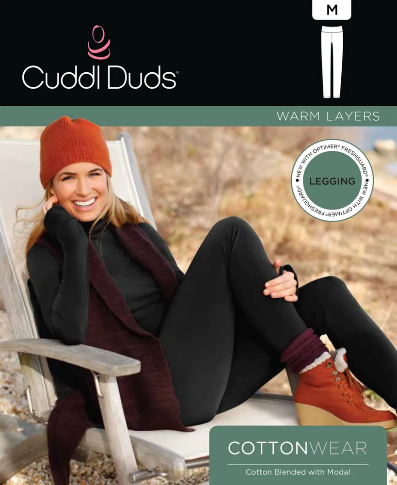 Cuddl Duds Women's Cottonwear High-Rise Wide-Waist Leggings