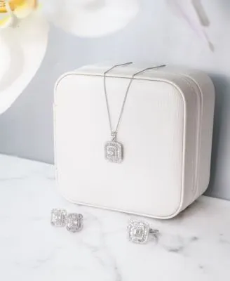 Wrapped In Love Diamond Round Baguette Square Halo Cluster Pendant Necklace Ring Earrings Collection In 14k White Gold Created For Macys