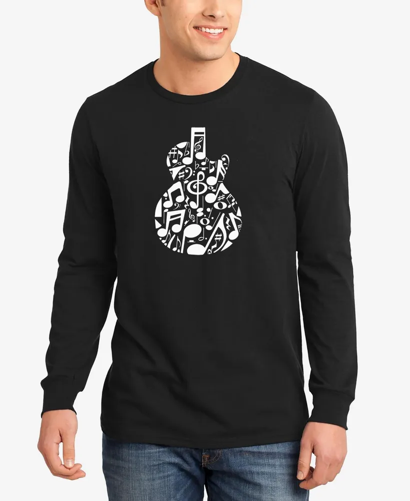 La Pop Art Men's Music Notes Guitar Word Long Sleeve T-shirt